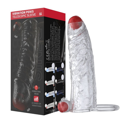 Penis Vibrator Extender Sleeve Delay Ejaculation Reusable Condom Extension Cock Ring Adult Toy for Adults Dick Enlarger