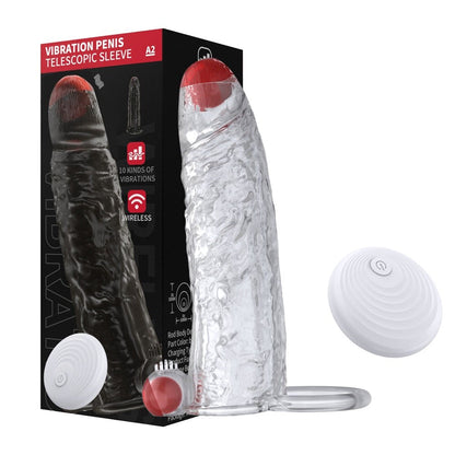 Penis Vibrator Extender Sleeve Delay Ejaculation Reusable Condom Extension Cock Ring Adult Toy for Men Dick Enlarger