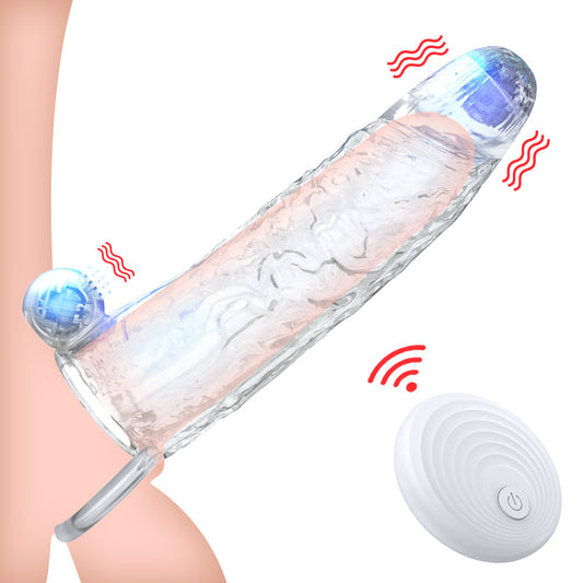 Penis Vibrator Extender Sleeve Delay Ejaculation Reusable Condom Extension Cock Ring Adult Toy for Adults Dick Enlarger