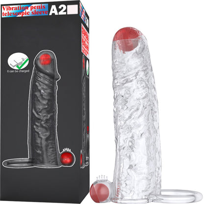 Penis Vibrator Extender Sleeve Delay Ejaculation Reusable Condom Extension Cock Ring Adult Toy for Adults Dick Enlarger