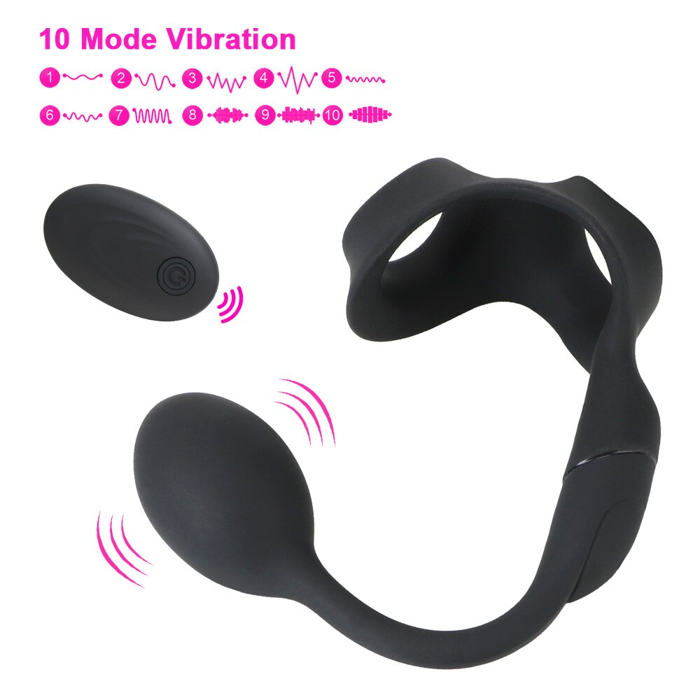 Prostate Massager Anal Plug Delay Ejaculation Ring Sex Toys for Men 10 Speed Male Prostate Stimulator Waterproof Butt Plug