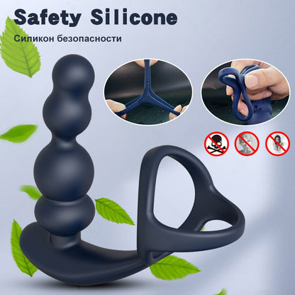 Men's Prostate Massager Vibrator 360° Rotating Anal Plug Cock Ring Butt Plug Vibrator Wireless Control Sex Toy for Men Masturbator