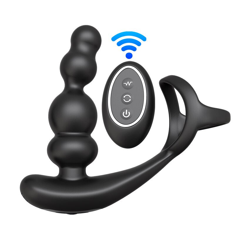 Male Prostate Massager Vibrator 360° Rotating Anal Plug Cock Ring Butt Plug Vibrator Wireless Control Sex Toys for Men Masturbator