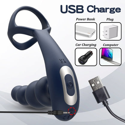 Men's Prostate Massager Vibrator 360° Rotating Anal Plug Cock Ring Butt Plug Vibrator Wireless Control Sex Toy for Men Masturbator