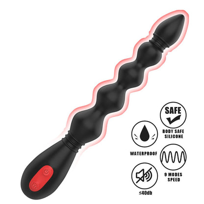 Prostate Stimulator Anal Training Sex Toy, 9-Frequency Powerful Anal Beads Vibrator, Flexible Anal Plug, Waterproof Butt Plug