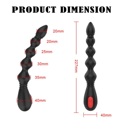 Prostate Stimulator Anal Training Sex Toy, 9-Frequency Powerful Anal Beads Vibrator, Flexible Anal Plug, Waterproof Butt Plug