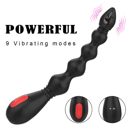 Prostate Stimulator Anal Training Sex Toy, 9-Frequency Powerful Anal Beads Vibrator, Flexible Anal Plug, Waterproof Butt Plug