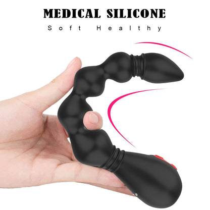 Prostate Stimulator Anal Training Sex Toy, 9-Frequency Powerful Anal Beads Vibrator, Flexible Anal Plug, Waterproof Butt Plug