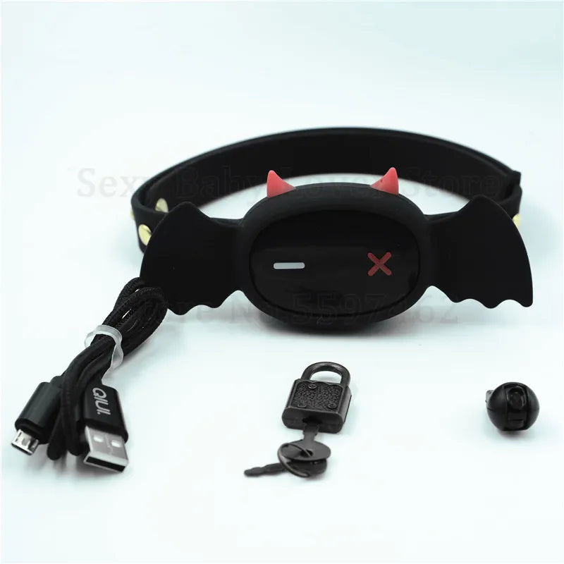 QIUI Little Devil APP Control Electric Shock Collar Restraint Slave BDSM Collar Fetish Adult Games Sex Toys For Couples Gay 18+