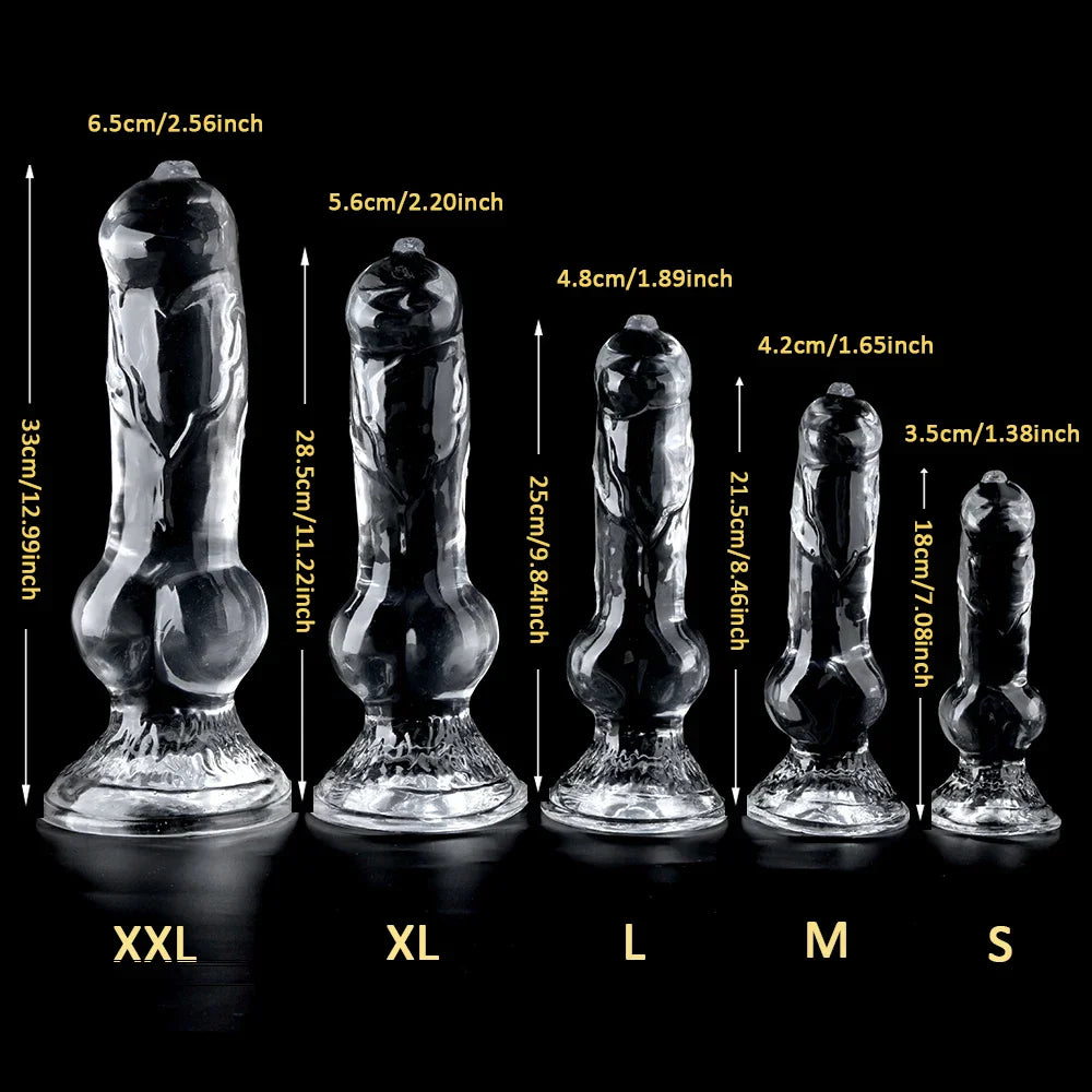 Realistic Dog Dildo Transparent Animal Clitoris Stimulator Strong Suction Cup Dildo Monster Huge Size Penis Adult Sex Toys