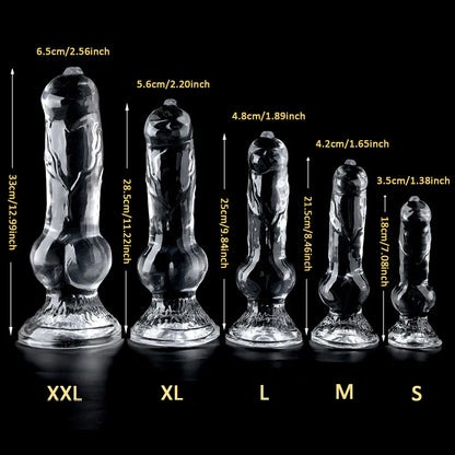 Realistic Dog Dildo Transparent Animal Clitoris Stimulator Strong Suction Cup Dildo Monster Huge Size Penis Adult Sex Toys