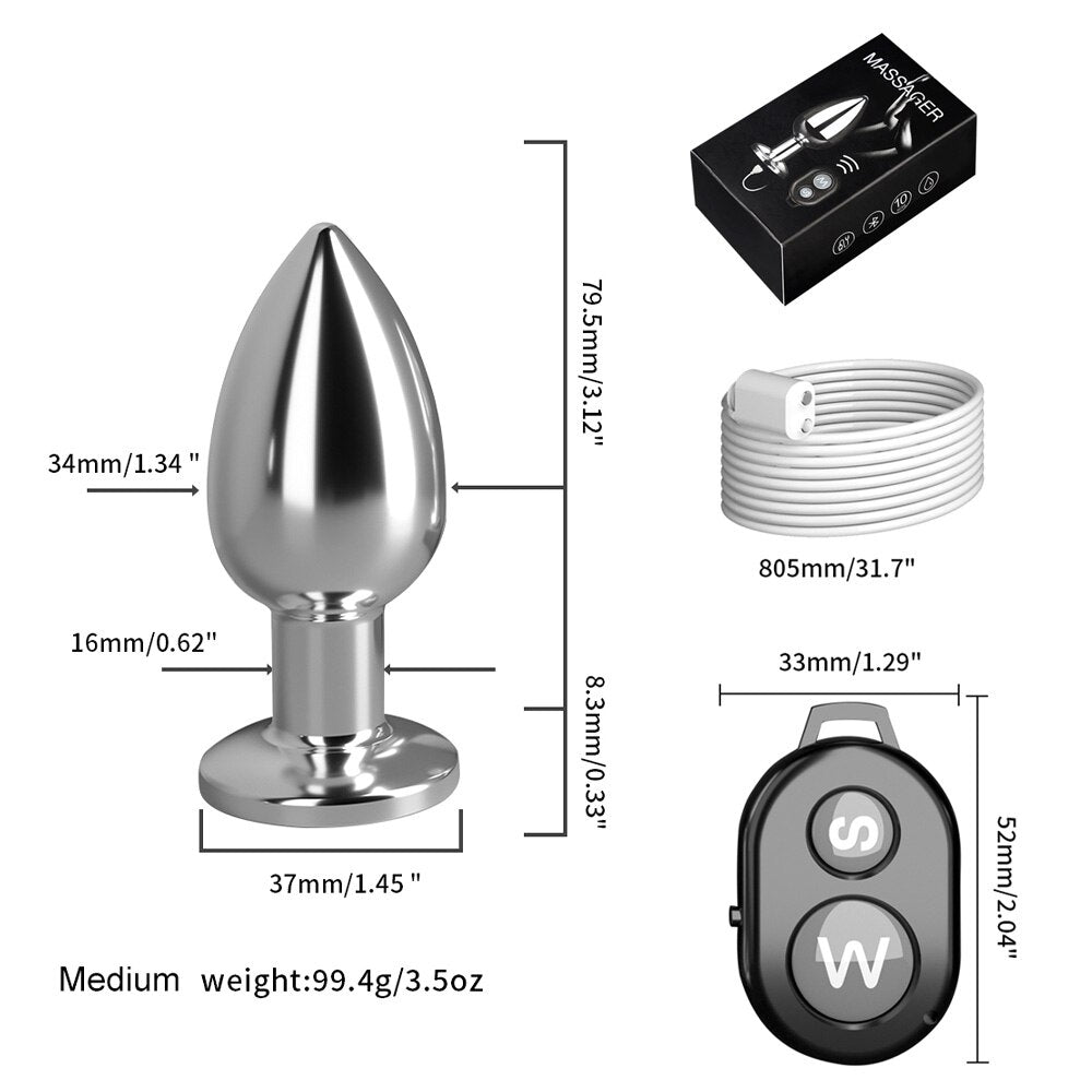 Remote Control Metal Anal Plug Vibrators Adult Vaginal Dilator Women Sex Toys Butt Plug SM Outdoor Play Anus Expansion Beads