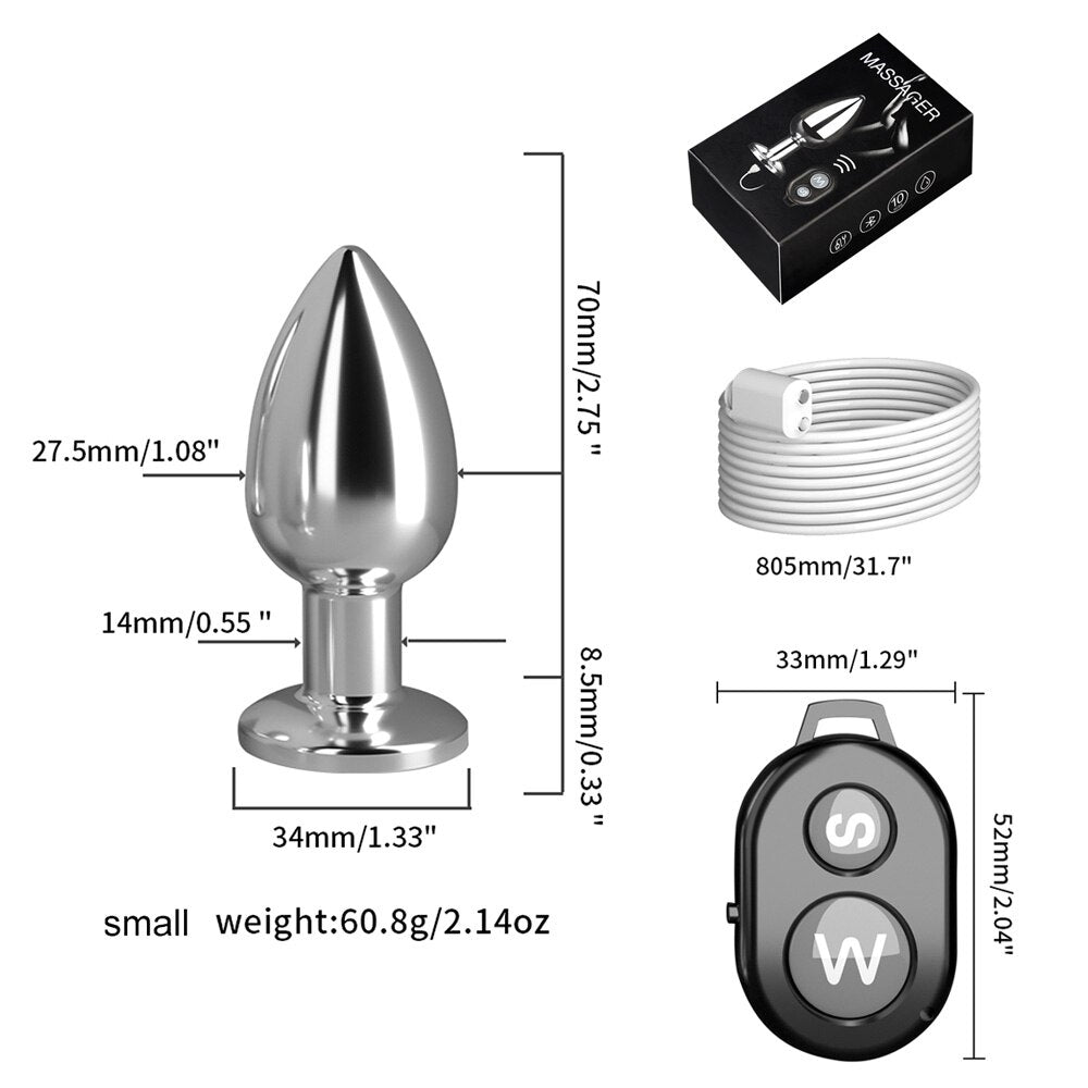 Remote Control Metal Anal Plug Vibrators Adult Vaginal Dilator Women Sex Toys Butt Plug SM Outdoor Play Anus Expansion Beads