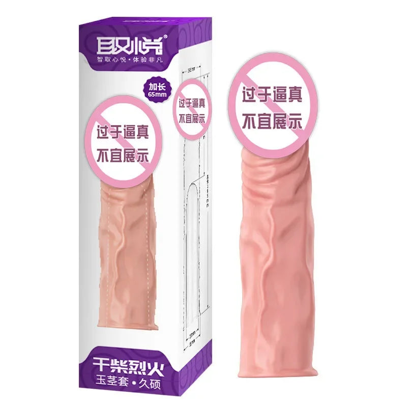 Reusable Penis Extend Sleeve Realistic Dildo Sex Accessories Ring Adult Sex Toy for Men Dildo Condom Cock Erotic Product Shop 18