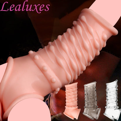 Reusable Penis Sleeve Soft Glans Penis Enlarger Extender Delay Ejaculation Cock Ring Sleeve Adult Toy for Adult Erotic Goods