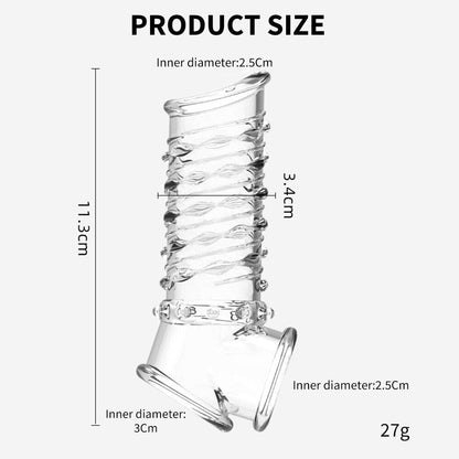 Reusable Penis Sleeve Soft Glans Penis Enlarger Extender Delay Ejaculation Cock Ring Sleeve Adult Toy for Adult Erotic Goods