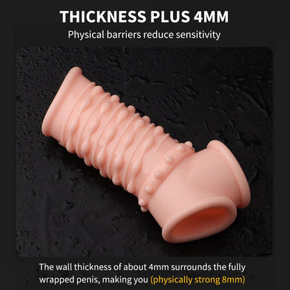 Reusable Penis Sleeve Soft Glans Penis Enlarger Extender Delay Ejaculation Cock Ring Sleeve Adult Toy for Adult Erotic Goods