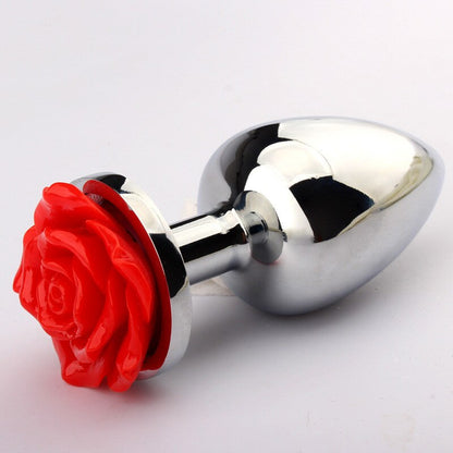 Rose Flower Anal Plug for Men and Women, Masturbator, Adult Sex Goods, Stainless Steel Butt Toys, Adults' Products