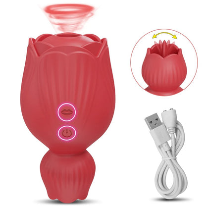 Rose Sucking Tongue Licking Vibrator for Women Clitoris Stimulator Oral Nipple Vacuum Clit Sucker Female Sex Toys for Adults