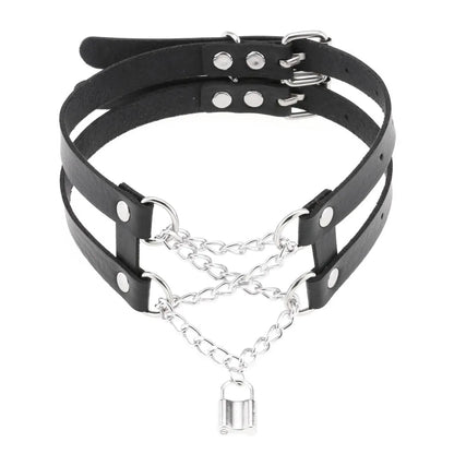 BDSM Different Style Fashion Punk Men Torques Necklace Gothic PU Leather Choker Collar Necklace Women Body Chain