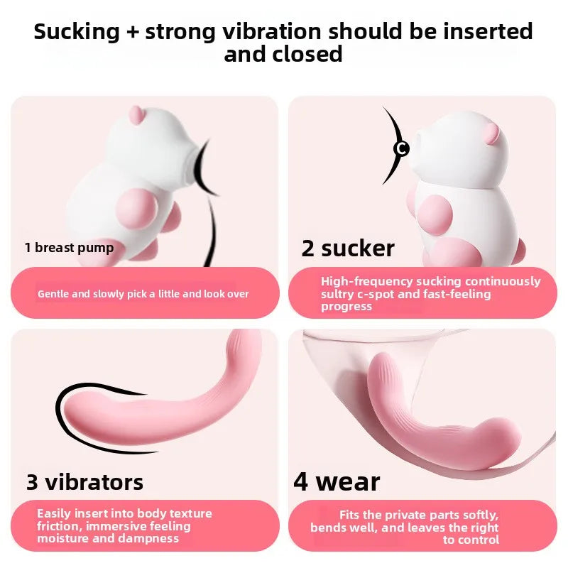 Bear Sucker Clitoris Sucking Vibrator, Female Clit Nipple Oral Vacuum Stimulator Massager, Adult Sex Toys for Women
