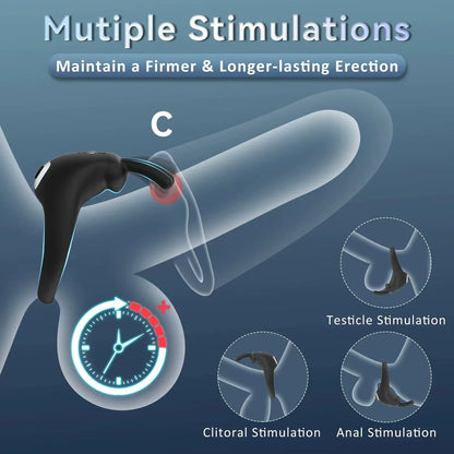Penis Ring Vibrator Wireless Remote Control Clitoral Stimulation Delay Ejaculation Enlargement Erection For Men