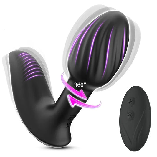 Wireless Remote 9 Modes Anal Plug Vibrator 360 Rotation Wearable Vibrating Butt Plugs Prostate Massager Adult Sex Toys For Women