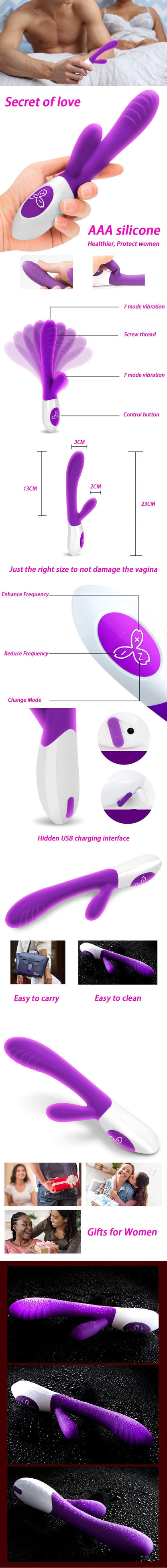 Vibrator for Women, 7 Modes, Wireless Double Rod Masturbation Vibrator, Clitoris Stimulator, USB Rechargeable Massager, Sex Toys