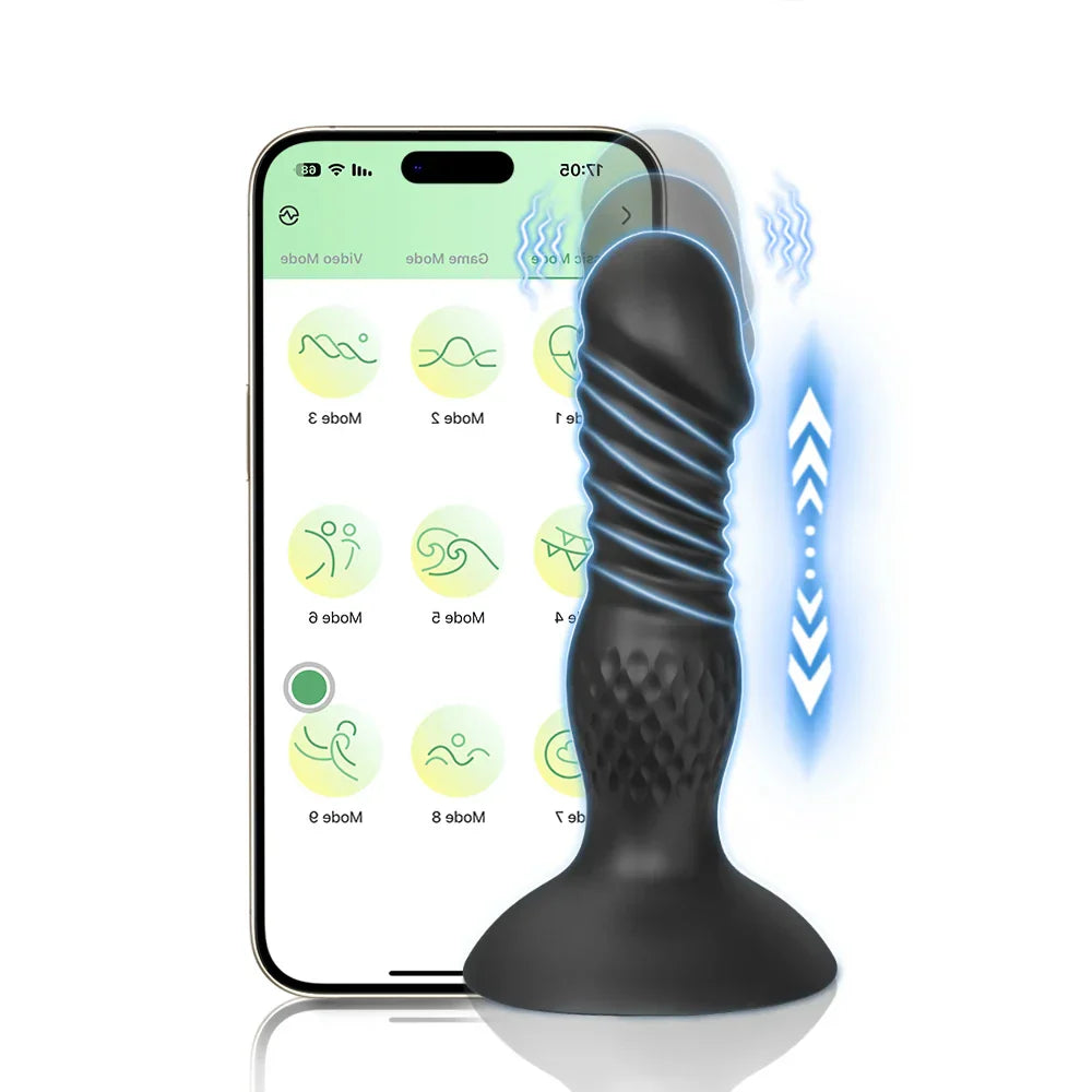 Male Thrusting Prostate Massager Butt Plug for Men, APP Control Telescopic Anal Plug Prostate Vibrator, for Gay Sex Toy for Men