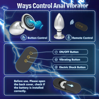 Electroshock Anal Vibrator Microcurrent Stimulation Remote Vibrating Butt Plug Prostate Massager Adult Women Men Anal Sex Toys