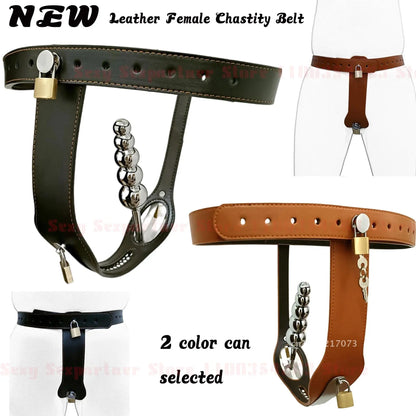 Leather T-Shaped Female Lock Belt Masturbator Strap On Pants Underwear Fetish Chastity Sex Chastity Device Bdsm Toys