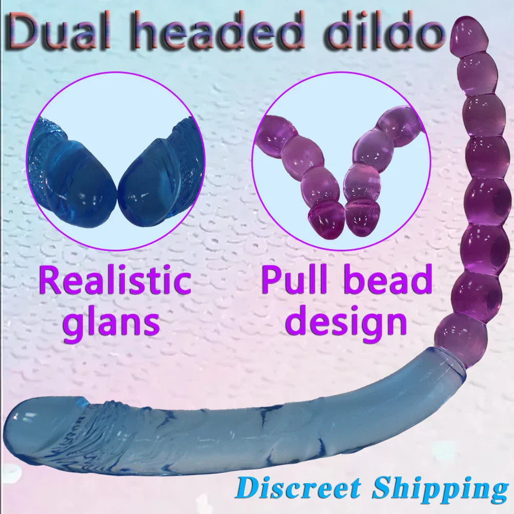 Two sizes of long, double-ended dildos. Double-sided crystal dildos. For anal and G-spot stimulation. Unisex.