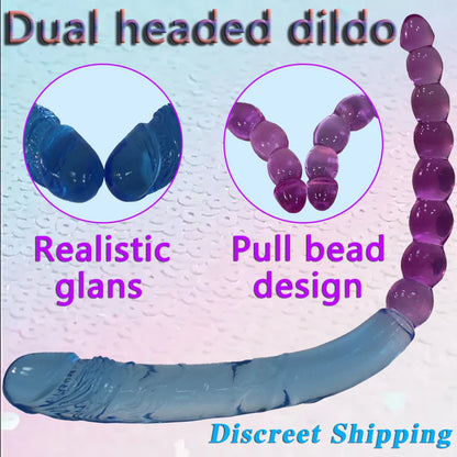 Two sizes of long, double-ended dildos. Double-sided crystal dildos. For anal and G-spot stimulation. Unisex.