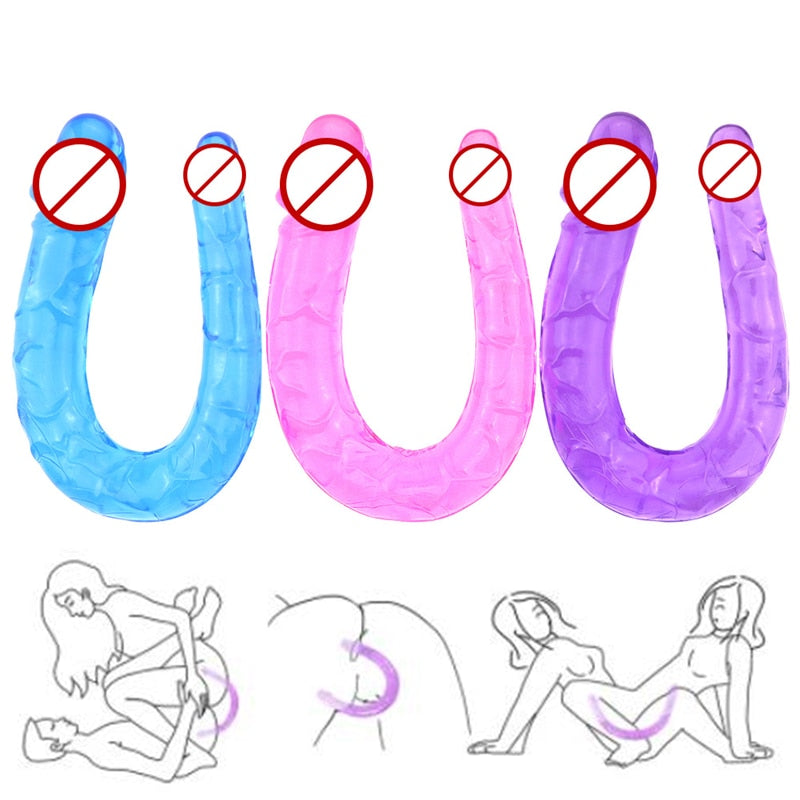 3 Colors U Shape Soft Jelly Double Dildos Vagina Anal Plug Artificial Penis Sexy Toys for Couples Women Gay Lesbian Masturbators