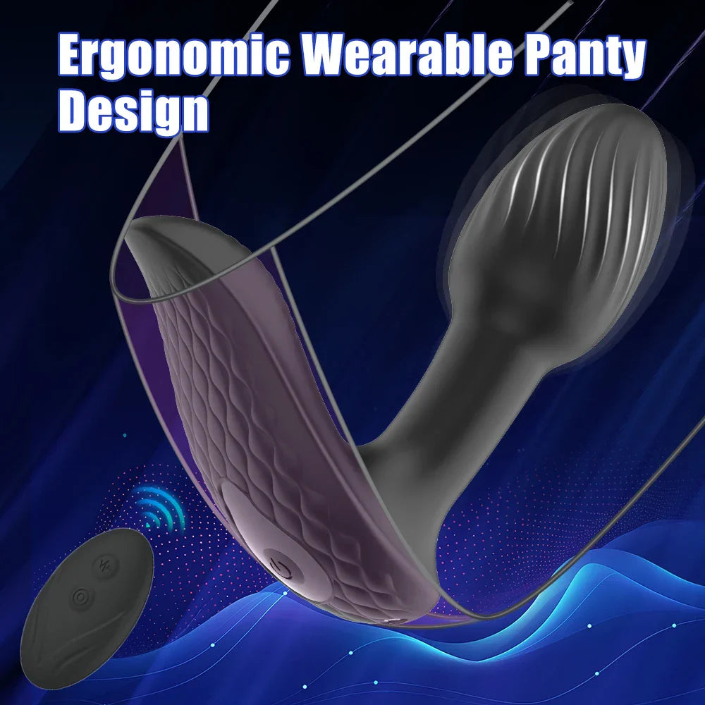 Wireless Remote 9 Modes Anal Plug Vibrator 360 Rotation Wearable Vibrating Butt Plugs Prostate Massager Adult Sex Toys For Women