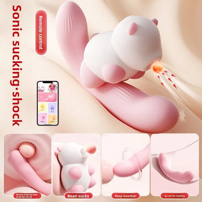 Bear Sucker Clitoris Sucking Vibrator, Female Clit Nipple Oral Vacuum Stimulator Massager, Adult Sex Toys for Women
