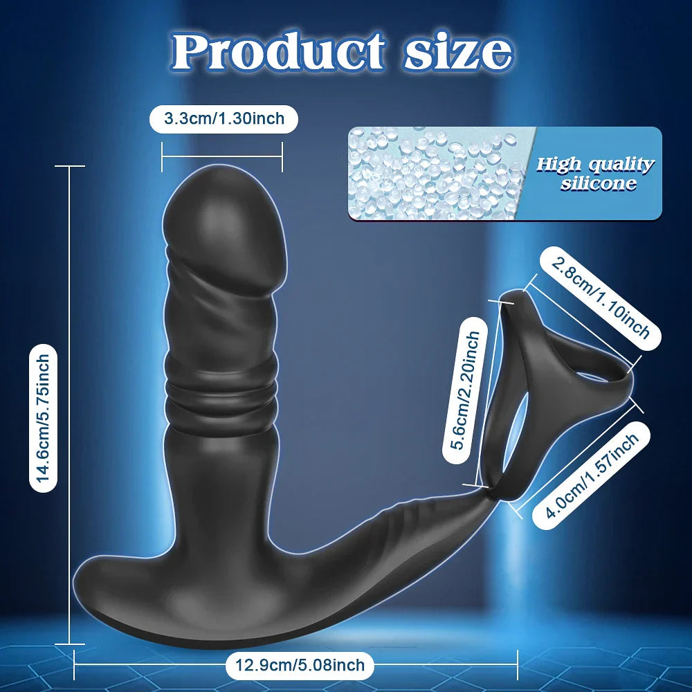 Male Thrusting Prostate Massager Butt Plug for Men, APP Control Telescopic Anal Plug Prostate Vibrator, for Gay Sex Toy for Men