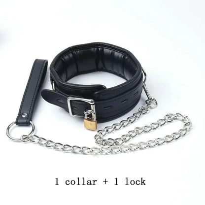 4Pcs Bondage Set Black Leather Sponge Handcuffs For Sex Anklecuffs +Handcuffs+Collar+ mask+5 Lock Sex Toys for Adult Games