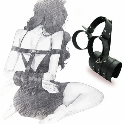 BDSM Bondage Body Restraints Reverse Back Handcuffs Adult Products Sex Game PU Leather Cuffs Sex Toys for Women Couples