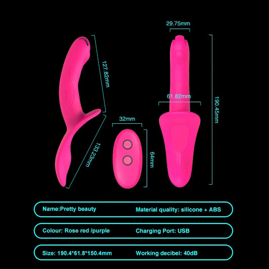 7-Speed Wearable Double Vibrators for Women, Lesbian Couples, USB Rechargeable, Strapless Strap-On Dildo, Female Adult Sex Toys