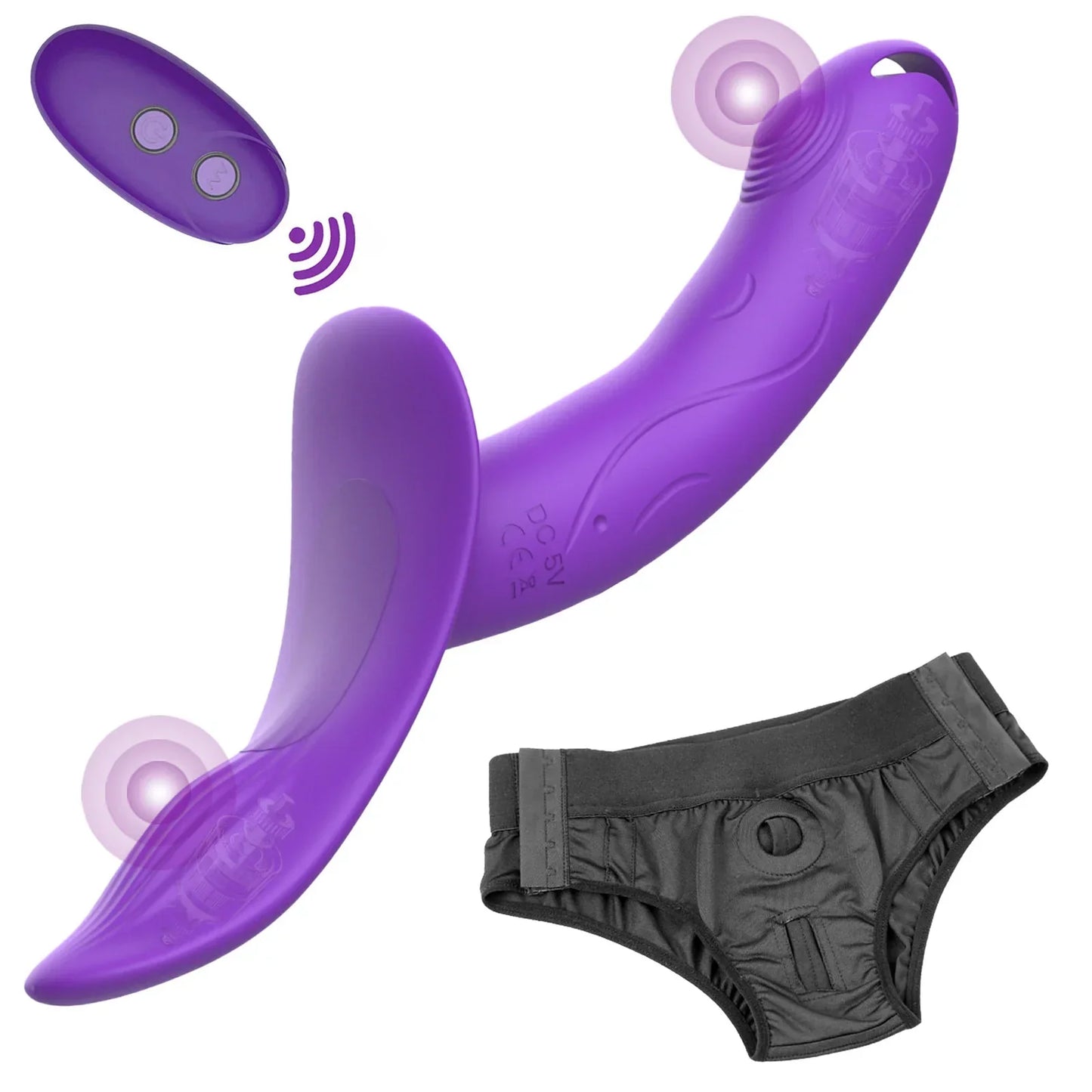 7-Speed Wearable Double Vibrators for Women, Lesbian Couples, USB Rechargeable, Strapless Strap-On Dildo, Female Adult Sex Toys