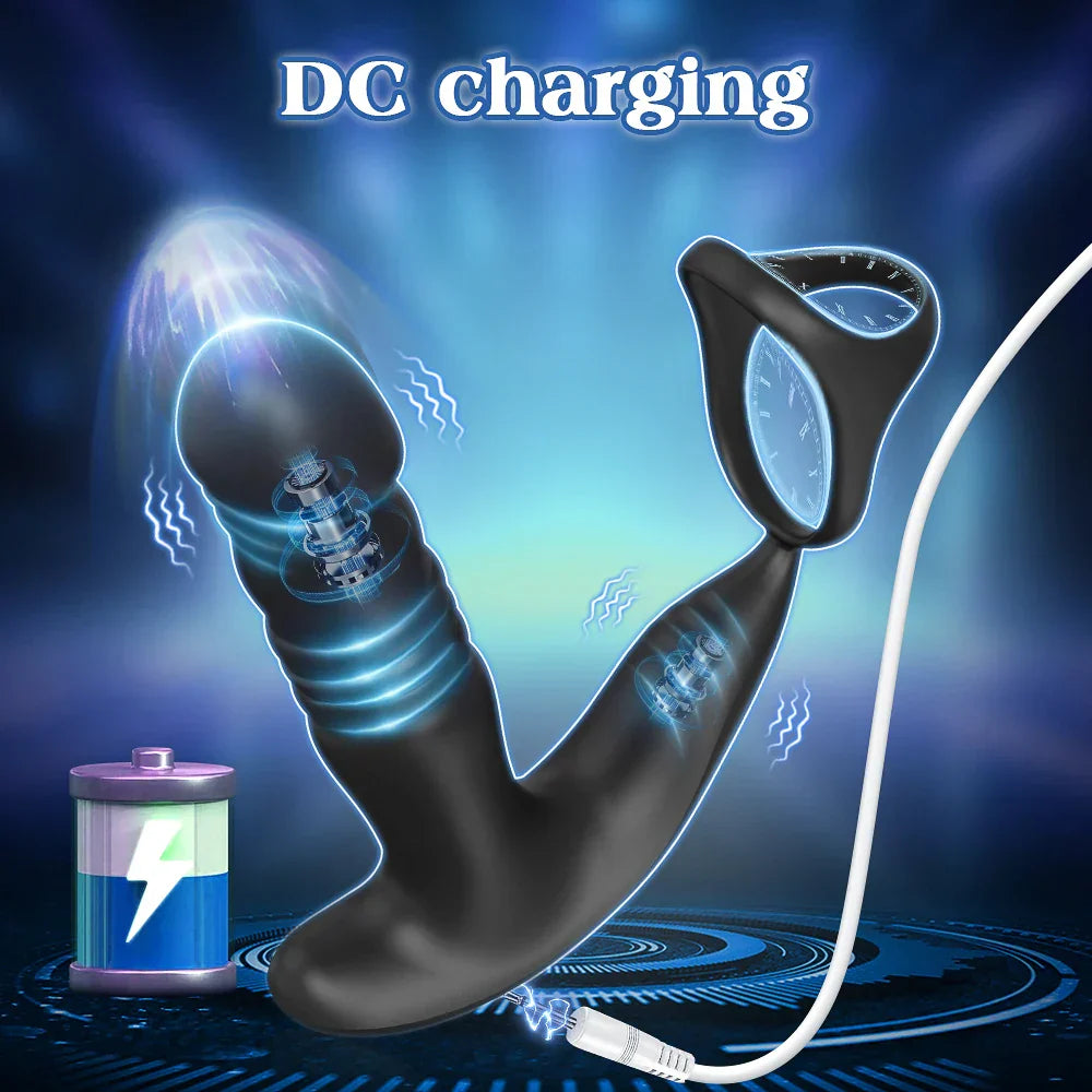 Male Thrusting Prostate Massager Butt Plug for Men, APP Control Telescopic Anal Plug Prostate Vibrator, for Gay Sex Toy for Men
