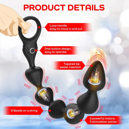 14.4 Inch Ultra-Soft Liquid Silicone Vibrating Anal Beads Butt Plug Prostate Massager Anal Sex Toys for Men Couples 18+