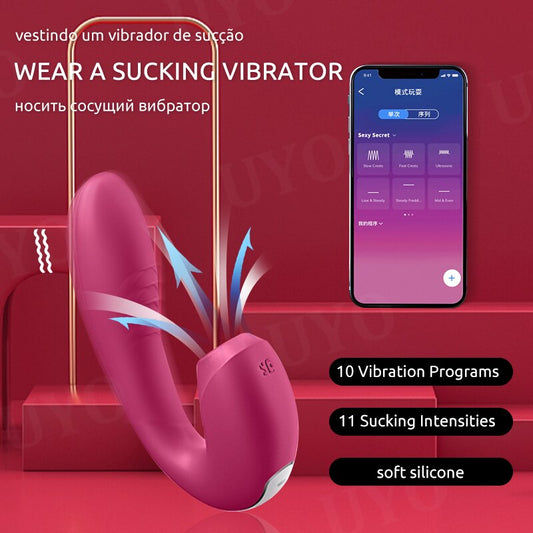Satisfyer Sunray App-controlled Vibrator for women. 2-in-1 U-shaped vibrator with 18 vibration modes.