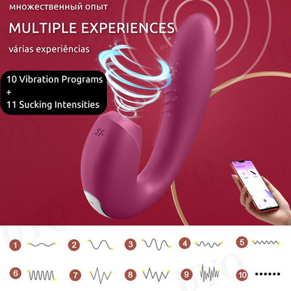 Satisfyer Sunray App-controlled Vibrator for women. 2-in-1 U-shaped vibrator with 18 vibration modes.