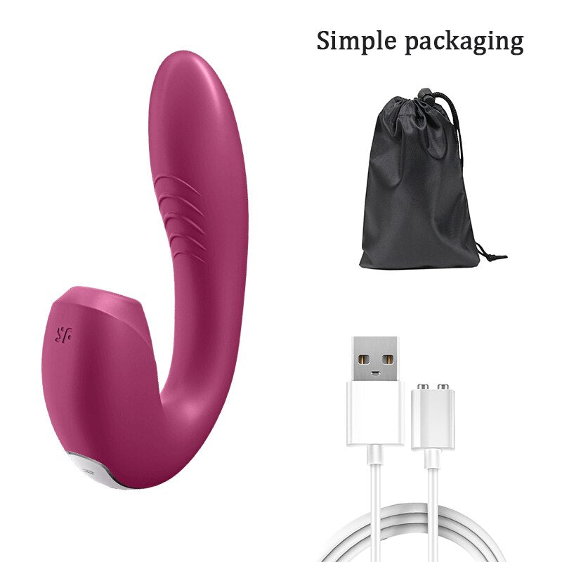 Satisfyer Sunray App-controlled Vibrator for women. 2-in-1 U-shaped vibrator with 18 vibration modes.