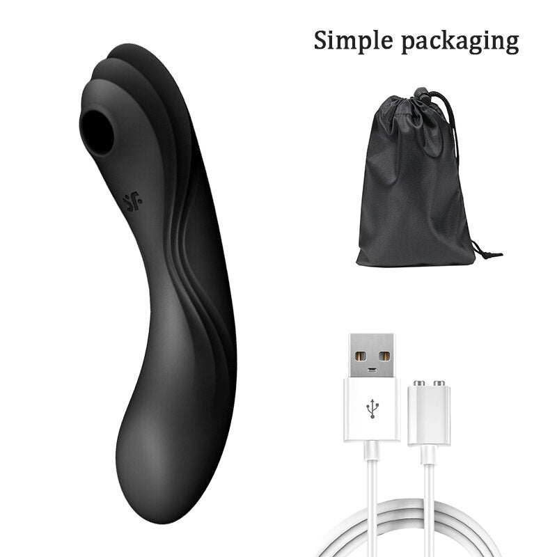 Satisfyer Curvy Trinity 4 - 18+ Female Toy, 3-in-1 G-Spot Vibrator, Clit Suction Stimulator, Waterproof Silicone, Black Toy