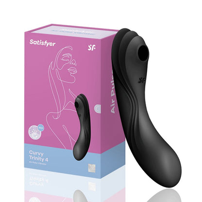 Satisfyer Curvy Trinity 4 - 18+ Female Toy, 3-in-1 G-Spot Vibrator, Clit Suction Stimulator, Waterproof Silicone, Black Toy