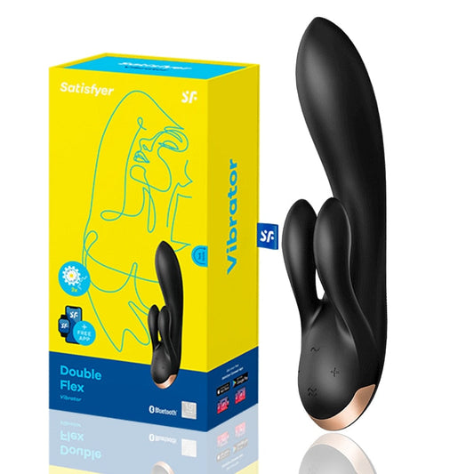Satisfyer DOUBLE FLEX, App-Controlled Rabbit Vibrator, Super Power Vibration, G-Spot Clitoral Vibrator, Women Sex Toy