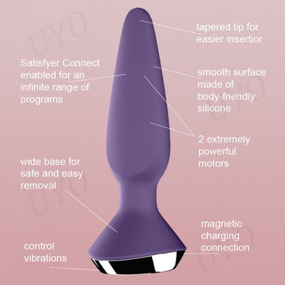 Satisfyer Plug-Ilicious 1 app Remote Control Anal Plug Toy for Men, Vibrator, Silicone Material, Prostate Massager, Women's Anal Plug
